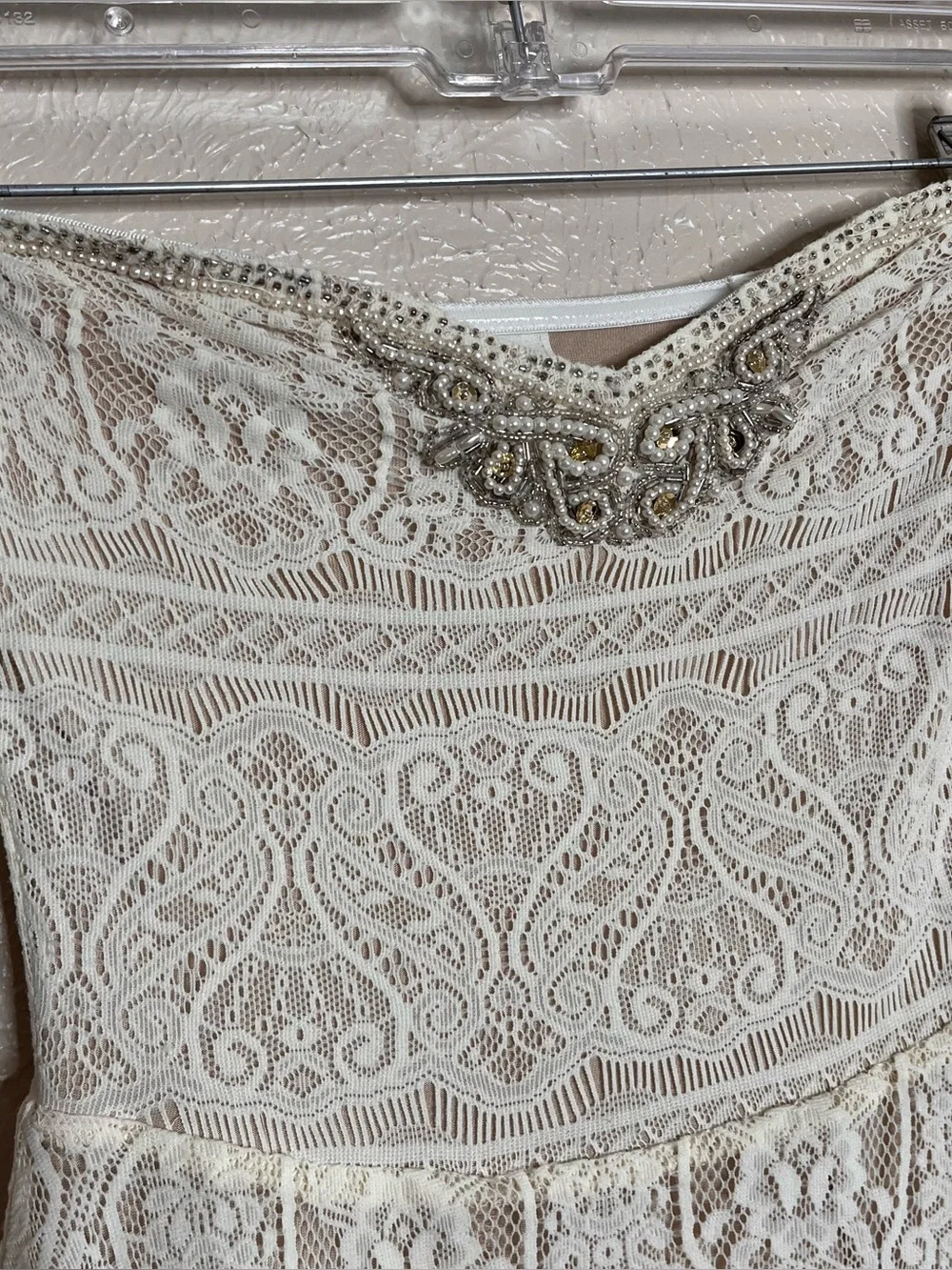 Free people strapless lace skater dress ivory